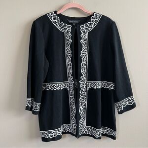 ✨ Ming Wang Women’s Black White Cardigan Sweater PL